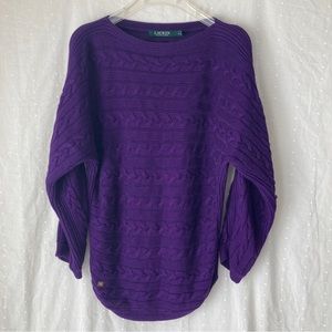Lauren Ralph Lauren plum boat neck cable knit ,sweater Size S.